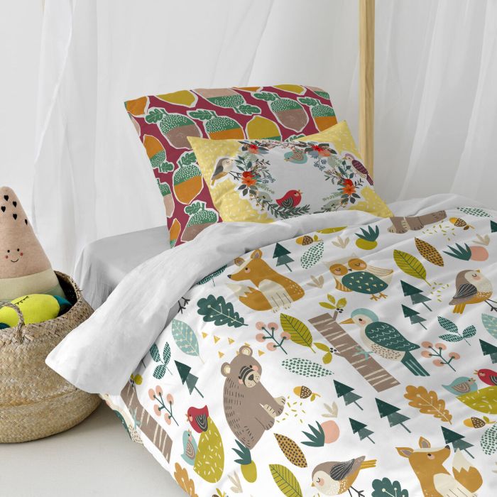 Juego de funda nórdica HappyFriday Moshi Moshi Harvestwood Multicolor Cama de 80 2 Piezas 4