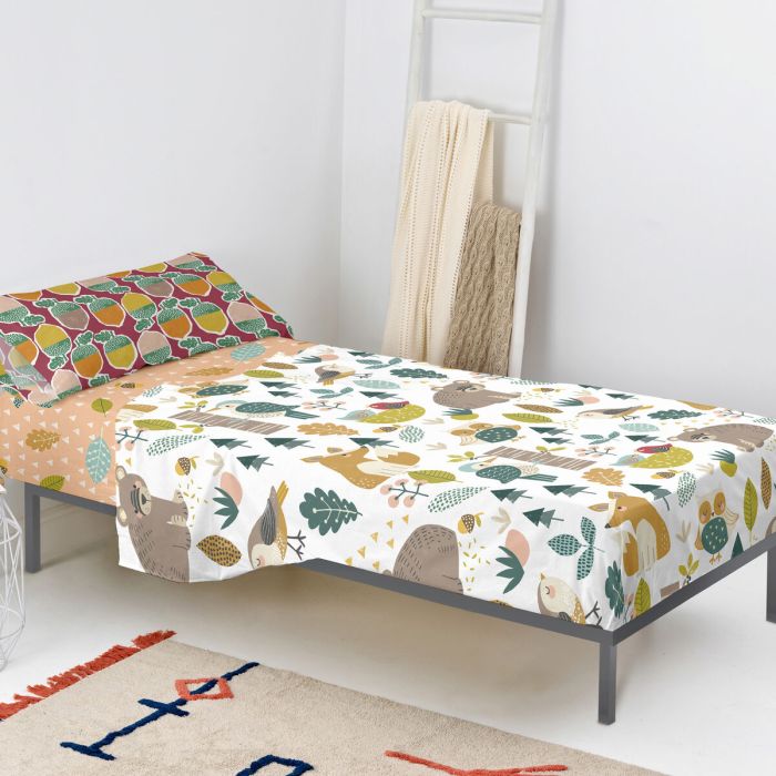 Juego de Sábanas HappyFriday Moshi Moshi Harvestwood Multicolor Cama de 80/90 2 Piezas 5