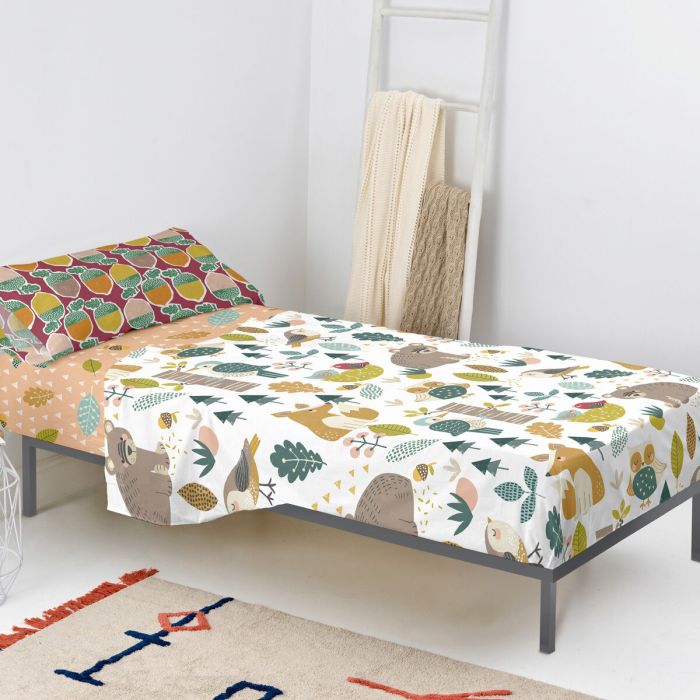 Juego de Sábanas HappyFriday Moshi Moshi Harvestwood Multicolor Cama de 80/90 2 Piezas 4