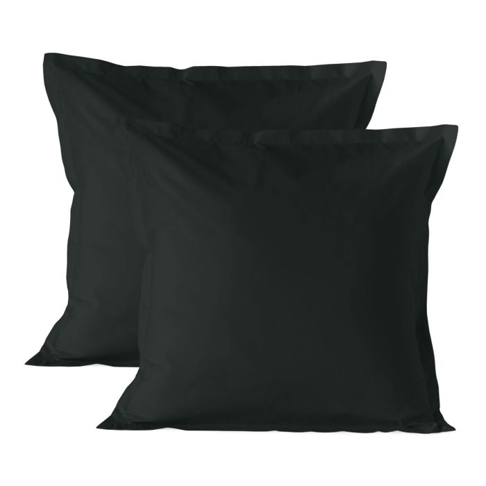 Funda de almohada HappyFriday BASIC Negro 60 x 60 cm (2 Unidades)