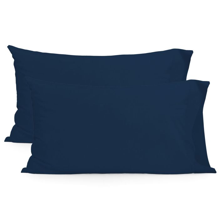 Funda de almohada HappyFriday BASIC Azul marino 50 x 75 cm (2 Unidades)