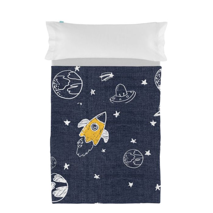 Juego de Sábanas HappyFriday Mr Fox Starspace Multicolor Cama de 80/90 2 Piezas