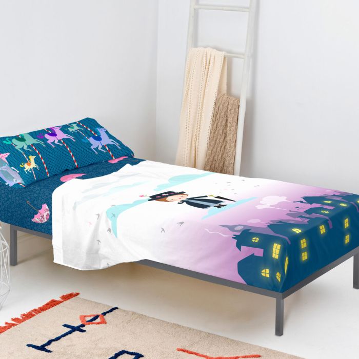 Juego de Sábanas HappyFriday Mr Fox Nanny Multicolor Cama de 80/90 2 Piezas 4