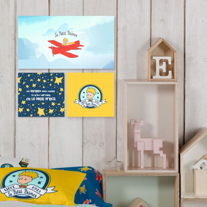 Lienzo HappyFriday Le Petit Prince Son avion Multicolor 27 x 27 cm 1