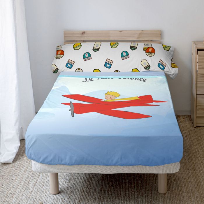 Juego de Sábanas HappyFriday Le Petit Prince Son avion Multicolor Cama de 105 2 Piezas 5