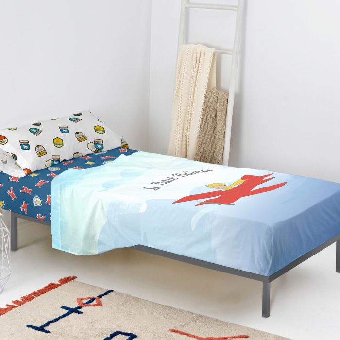 Juego de Sábanas HappyFriday Le Petit Prince Son avion Multicolor Cama de 105 2 Piezas 4