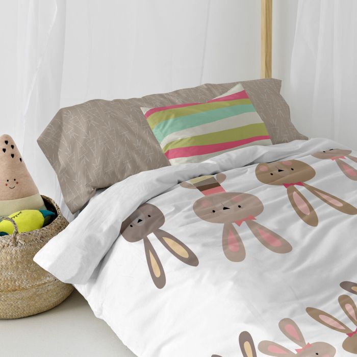 Juego de funda nórdica HappyFriday Moshi Moshi Rabbit Family Multicolor Cama de 80/90 2 Piezas 4