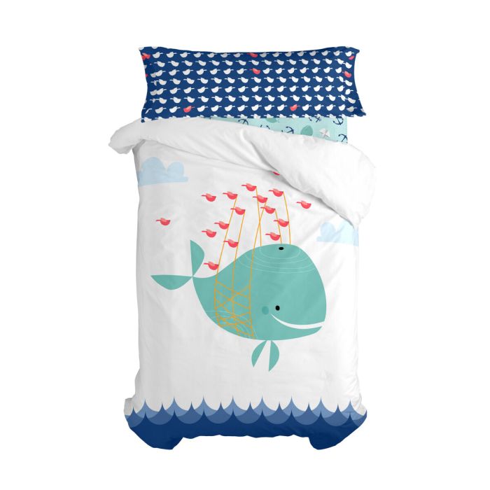 Juego de funda nórdica HappyFriday Moshi Moshi Whale Multicolor Cama de 105 2 Piezas