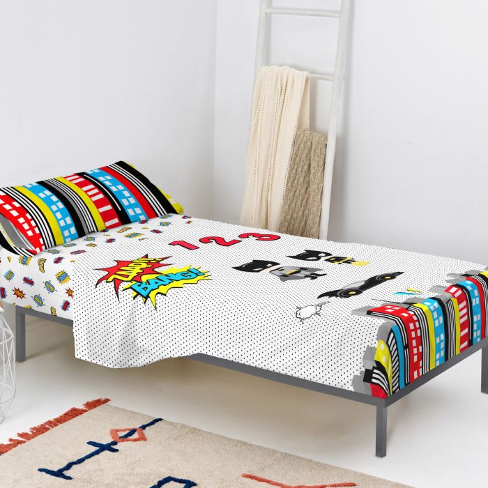 Juego de Sábanas HappyFriday Mr Fox Bat Multicolor Cama de 105 2 Piezas 4