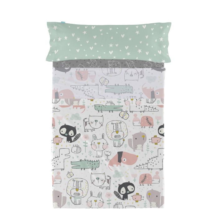 Juego de Sábanas HappyFriday Moshi Moshi Best buddies Multicolor Cama de 105 2 Piezas