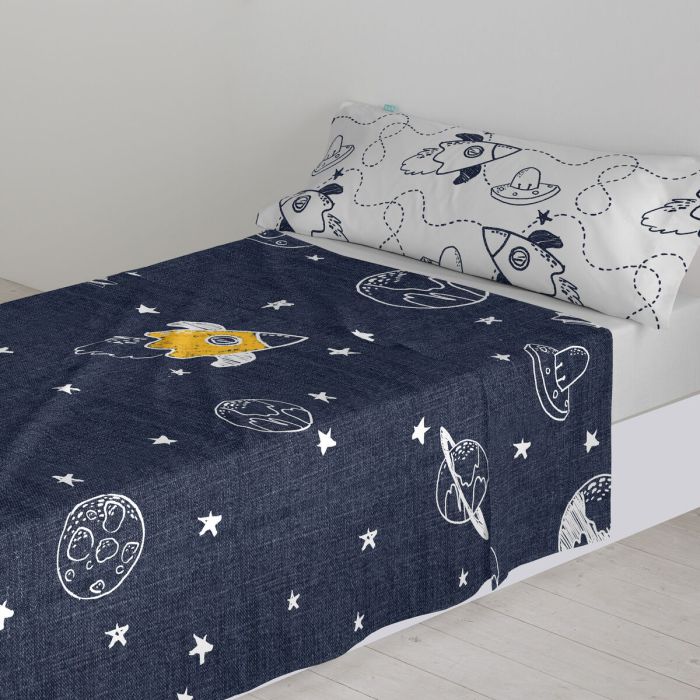 Juego de Sábanas HappyFriday Mr Fox Starspace Multicolor Cama de 105 2 Piezas 1