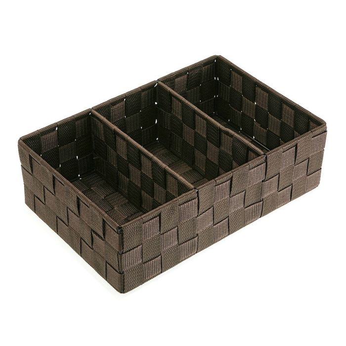 Caja con compartimentos Versa Marrón oscuro 21 x 10 x 32 cm