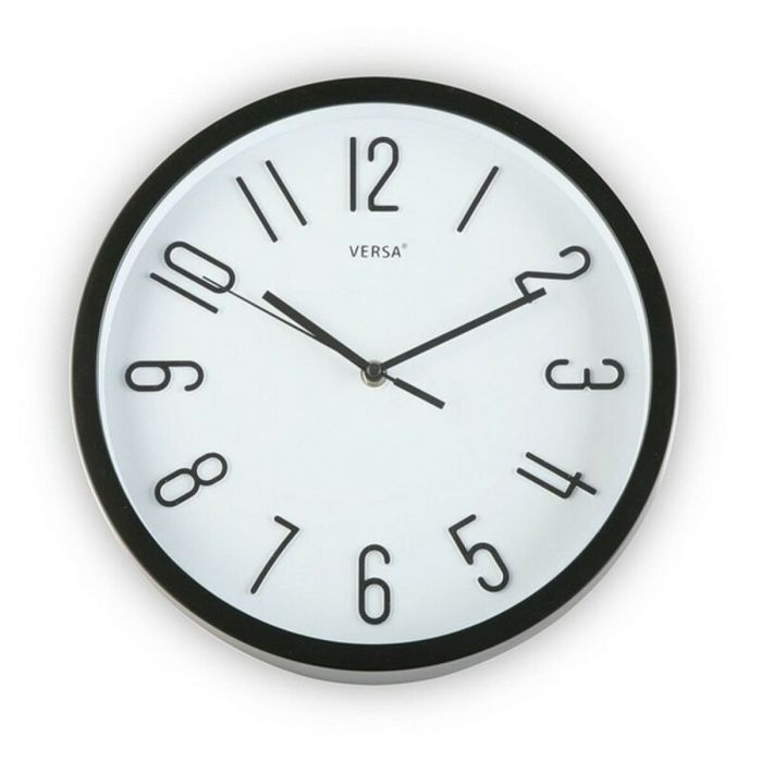 Reloj de Pared Versa Negro Plástico Fusion 4,6 x 30 x 30 cm (Ø 30 cm)