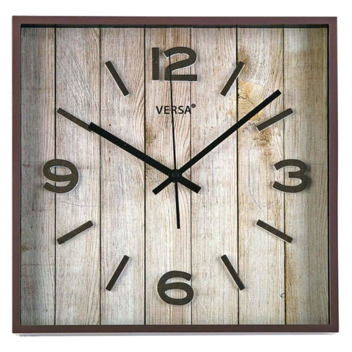 Reloj de Pared Versa Marrón Plástico Escandinavo/Nórdico 4,1 x 28 x 28 cm