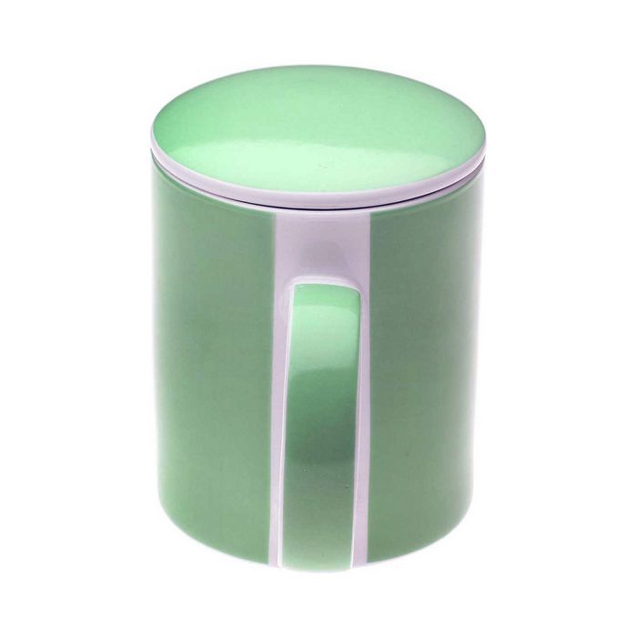 Taza con Filtro para Infusiones Porcelana Blanco/Verde 2