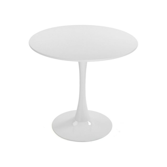 Mesa Redonda Blanco Metal Madera MDF (80 x 73 x 80 cm)