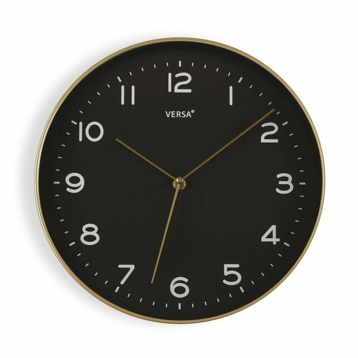 Reloj de Pared Versa Negro Dorado PU (30,5 x 4,3 x 30,5 cm)