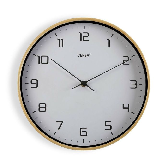 Reloj de Pared Versa Madera Blanco 30,5 x 4,3 x 30,5 cm Cuarzo Poliuretano