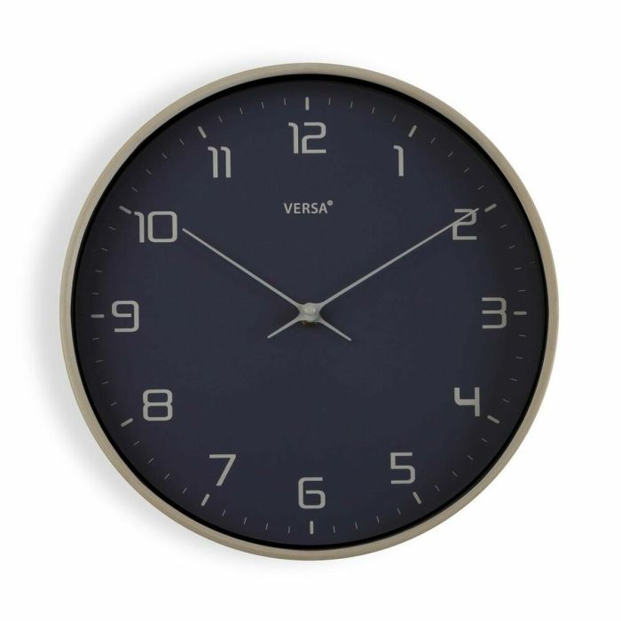 Reloj de Pared Versa Azul Madera PU (30,5 x 4,3 x 30,5 cm)