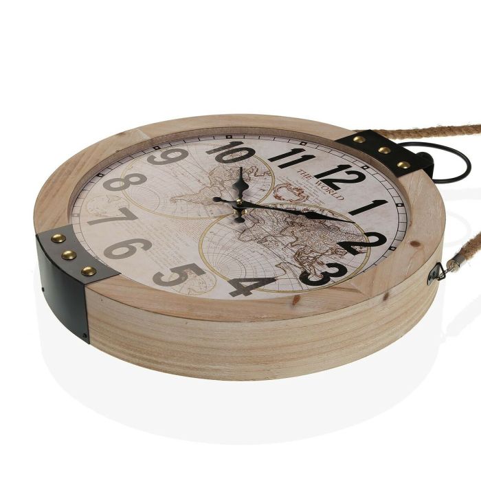 Reloj de Pared Versa Mapamundi 40 x 6,5 x 47 cm Madera MDF 4