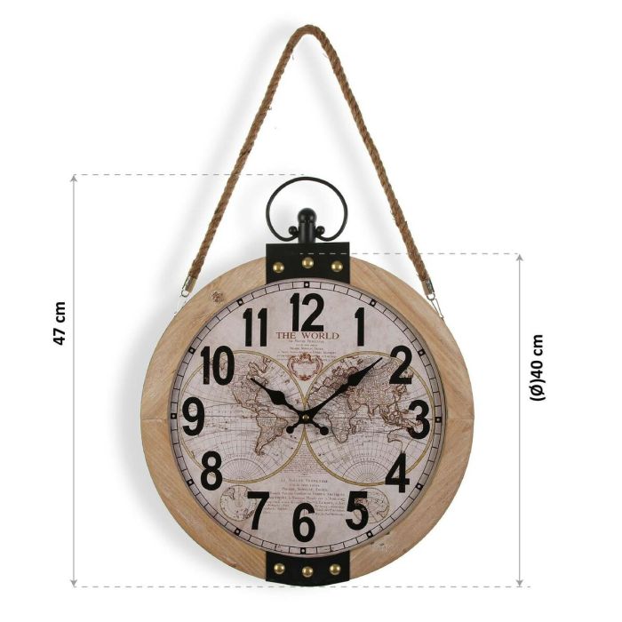Reloj de Pared Versa Mapamundi 40 x 6,5 x 47 cm Madera MDF 1