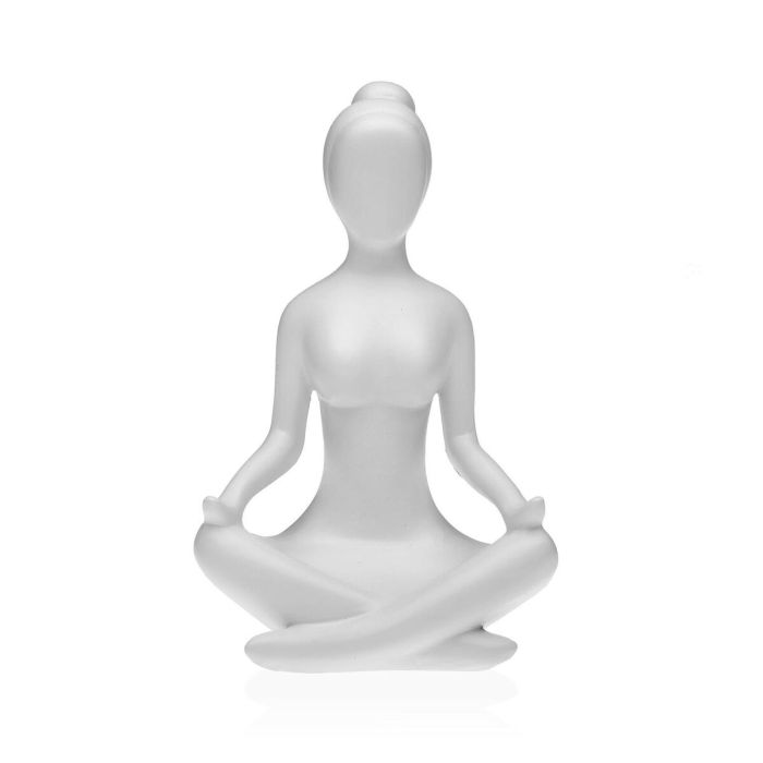 Figura Decorativa Versa Blanco Yoga 12 x 20 x 10 cm Resina