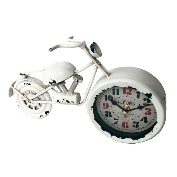 Reloj de Mesa Versa Moto Blanco Metal (5,5 x 17 x 31 cm)