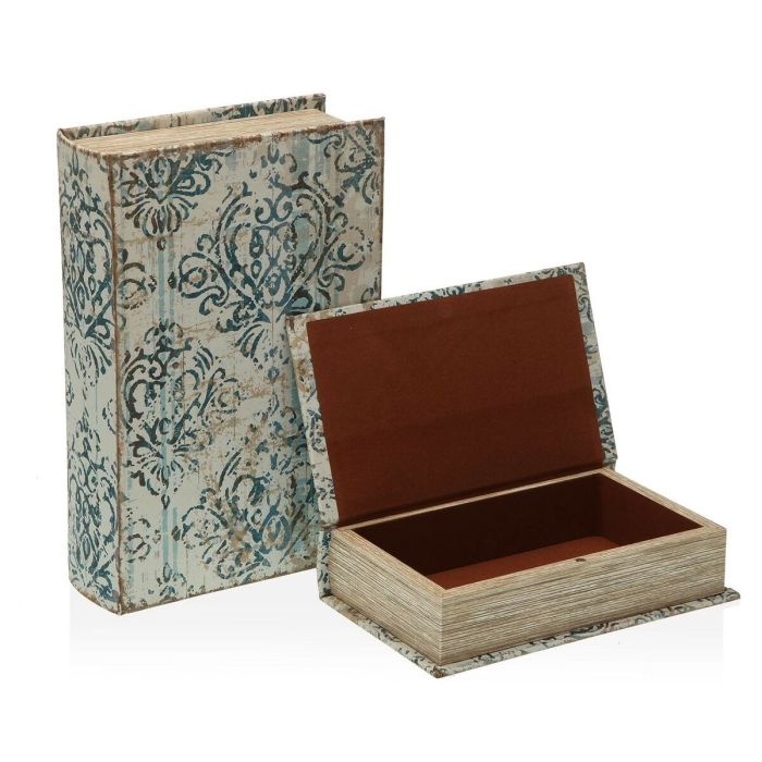 Caja Decorativa Versa Libro Lienzo Madera MDF 7 x 27 x 18 cm 1