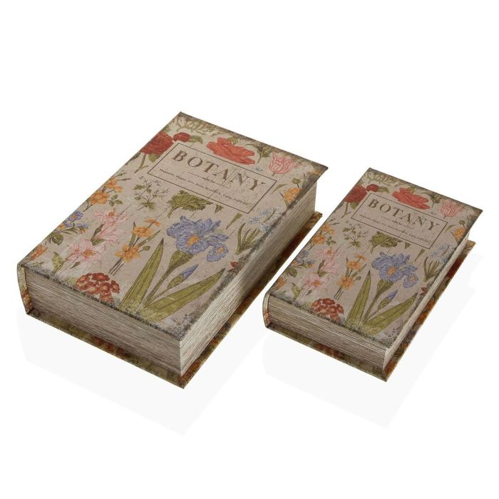 Caja Decorativa Versa Botany Libro Lienzo Madera MDF 7 x 27 x 18 cm 1