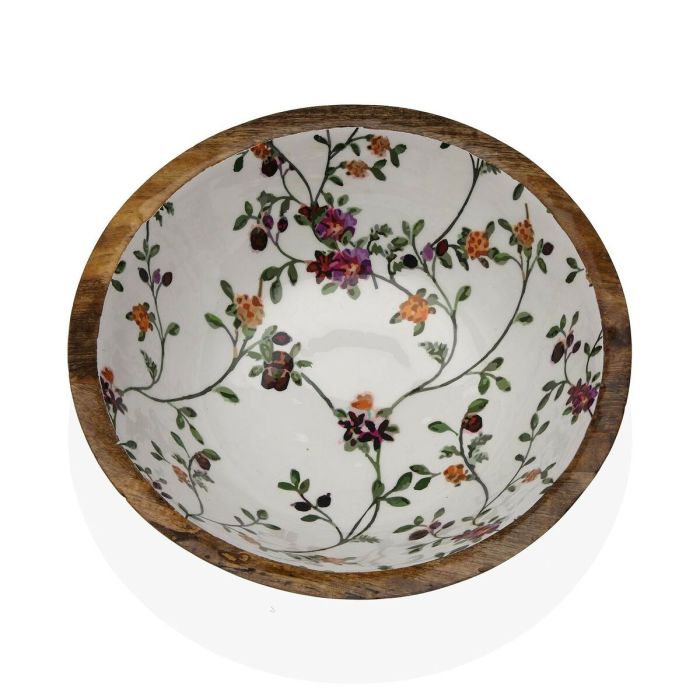 Ensaladera Versa Flores Porcelana Madera de mango 30 x 10 x 30 cm Ensaladera Versa Flores Porcelana Madera de mango 30 x 10 x 30 cm