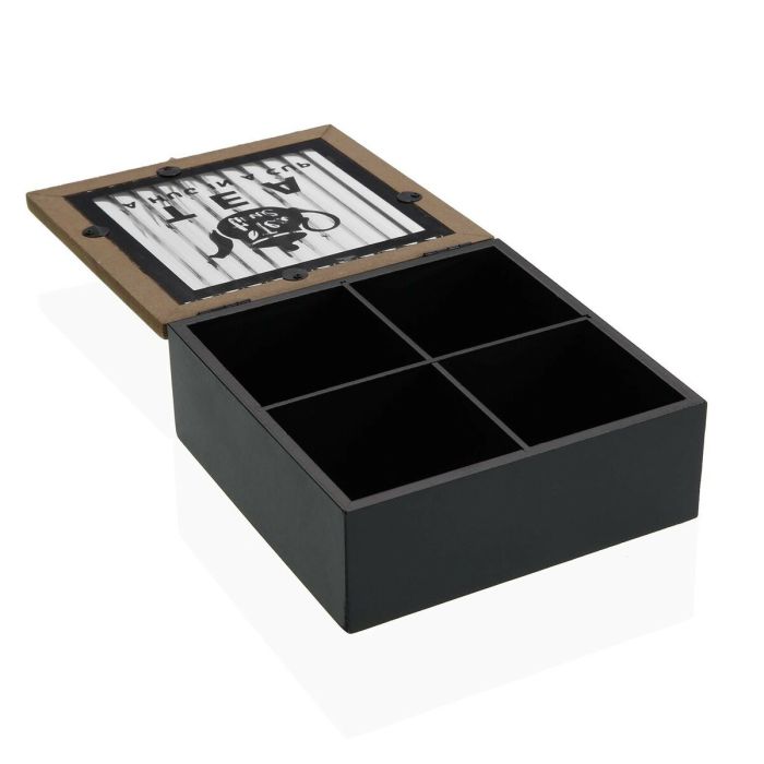 Caja para Infusiones Versa Negro Metal Madera MDF 16,5 x 16,5 x 6,5 cm 1