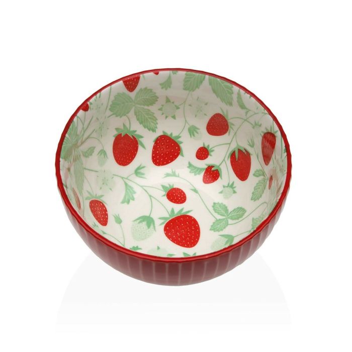 Bol para Aperitivos Versa Cerámica Porcelana Fresas 12,5 x 7,2 x 12,5 cm 1