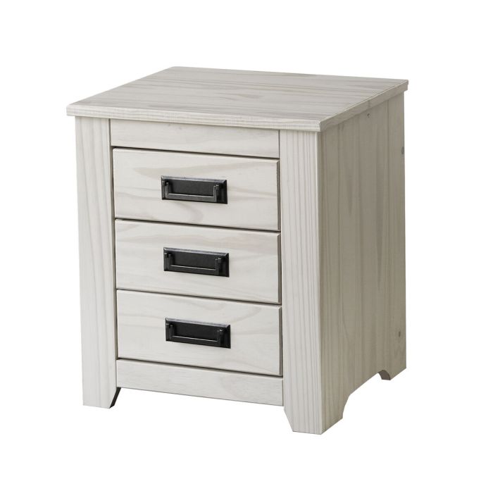 Mesita de Noche Alexandra House Living Blanco Metal Madera de pino 43 x 50 x 32 cm 3 cajones