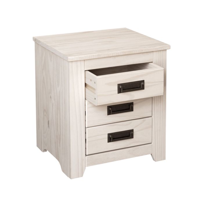 Mesita de Noche Alexandra House Living Blanco Metal Madera de pino 43 x 50 x 32 cm 3 cajones 3