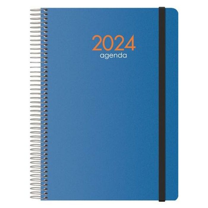 Dohe Agenda Anual Syncro Espiral 15x21 cm D-P Cierre C-Goma Pp Azul 2025