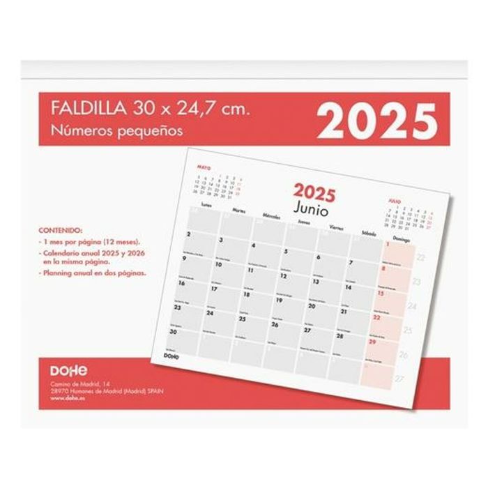 Dohe Calendario Sobremesa-Faldilla 30x24,7 cm Números Pequeños 2025