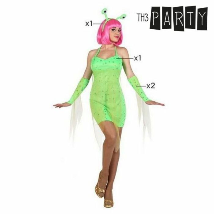 Disfraz para Adultos Verde Alien Sexy 4 pcs 5
