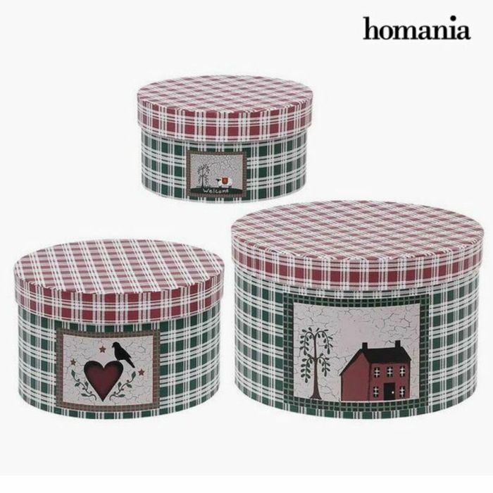 Caja Decorativa Homania 43761 (3 uds) Verde Cartón (3 Piezas) (3 Unidades)