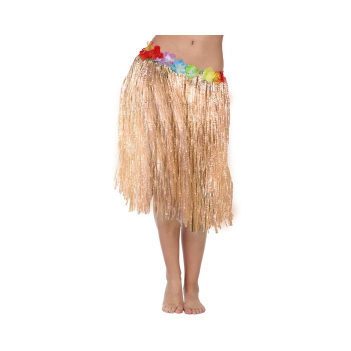 Falda 41 cm Hawaiana Beige Larga