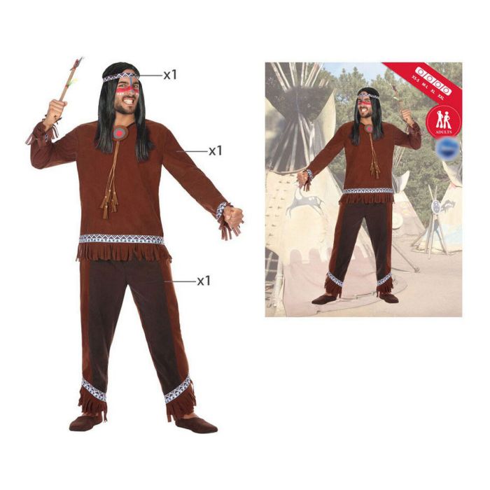 Disfraz para Adultos Indio Americano Marrón XL 8