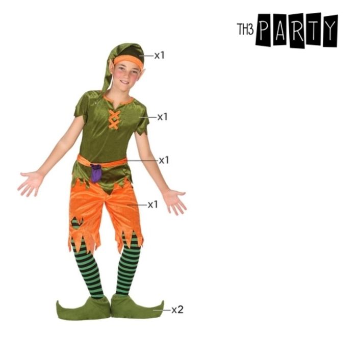 Disfraz para Niños Duende Verde Naranja (6 Pcs) 2