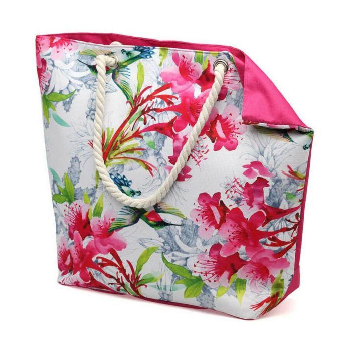 Bolsa de Playa 55,5 x 39 cm Rosa Flores 44 x 37 x 11 cm