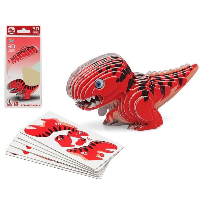 Puzzle 3D Dino 18 x 8 cm Rojo