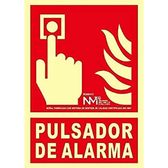 Cartel de extinción "pulsador de alarma" clase a (pcv 1mm) 21x30cm normaluz