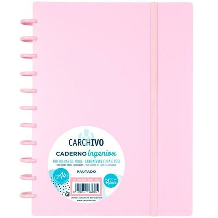 Carchivo Cuaderno Ingeniox Pastel Espiral A4 100H 100 gr Cuadrícula 5x5 Tapas Pp Semi-Rígido Cierre C-Goma Rosa Carchivo Cuaderno Ingeniox Pastel Espiral A4 100H 100 gr Cuadrícula 5x5 Tapas Pp Semi-Rígido Cierre C-Goma Rosa