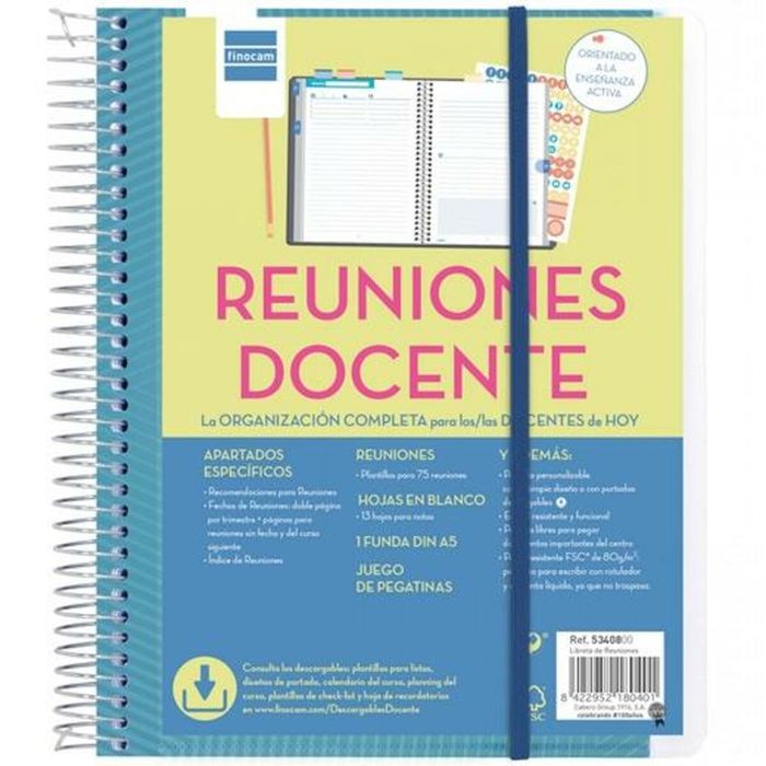 Finocam Libreta De Reuniones Docente 1-4 Espiral T-Polipropileno Español