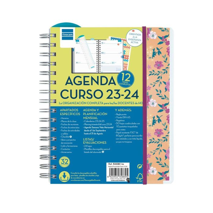Agenda Finocam Flowers 2023-2024 Docente 15,5 x 21,2 cm Multicolor Cuarto 11 Agenda Finocam Flowers 2023-2024 Docente 15,5 x 21,2 cm Multicolor Cuarto 11
