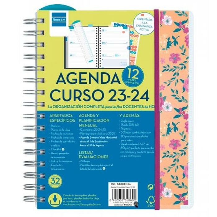 Agenda Finocam Flowers 2023-2024 Docente 15,5 x 21,2 cm Multicolor Cuarto 5 Agenda Finocam Flowers 2023-2024 Docente 15,5 x 21,2 cm Multicolor Cuarto 5