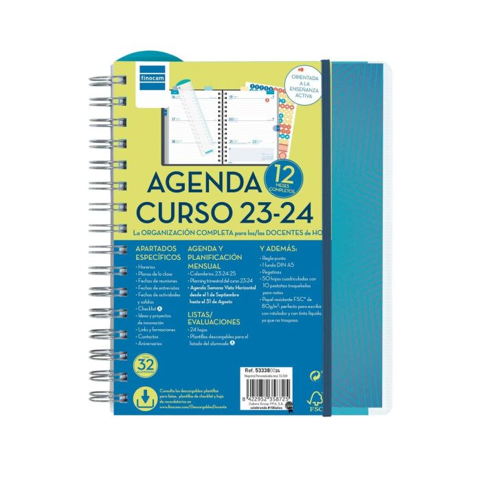 Agenda Finocam 2023-2024 Docente 15,5 x 21,2 cm Azul Cuarto 8 Agenda Finocam 2023-2024 Docente 15,5 x 21,2 cm Azul Cuarto 8