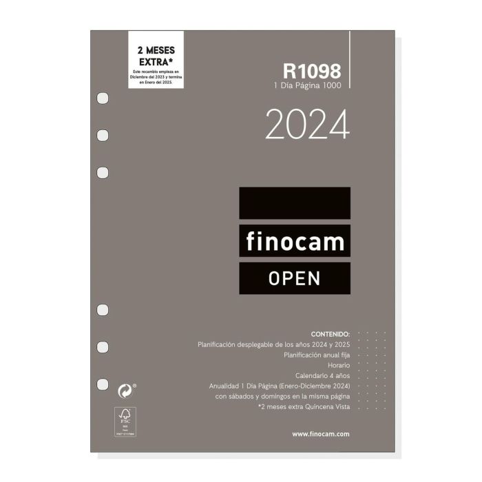 Finocam recambio agenda anual open 1000 1dp 155x215mm r1098 2024 Finocam recambio agenda anual open 1000 1dp 155x215mm r1098 2024